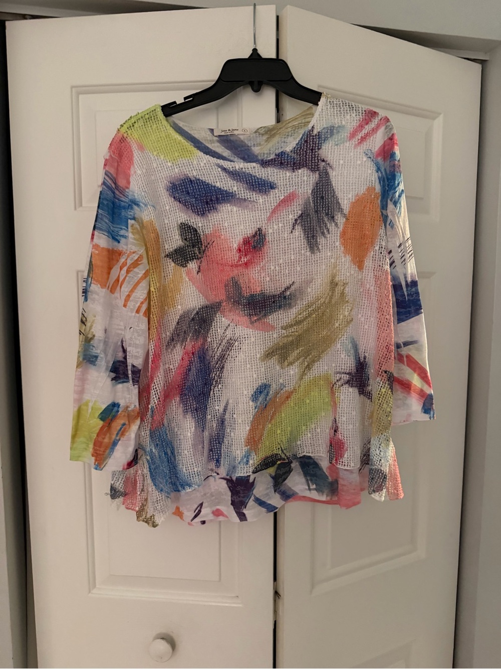 Jess & Jane Lightweight Multicolor Brushstroke Knit Top - Women large